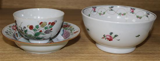 A Newhall bowl and two Chinese famille rose bowls (3)